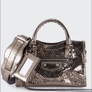 Metallic edge Mini City Python Balenciaga Bag